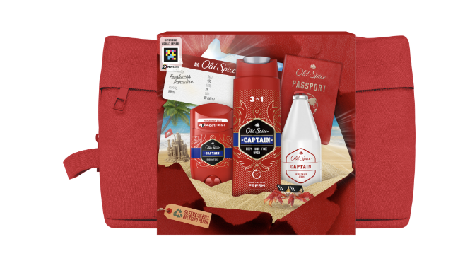 Набір OLD SPICE (гель д/душу+шампунь 2в1Кептан+Лосьйон після гоління+тверд.дезодорант+дорожня сумка)